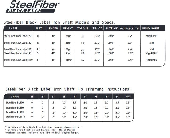 Aerotech SteelFiber Black Label Iron i70, i80, i95, i110 (.370 Parallel Tip)